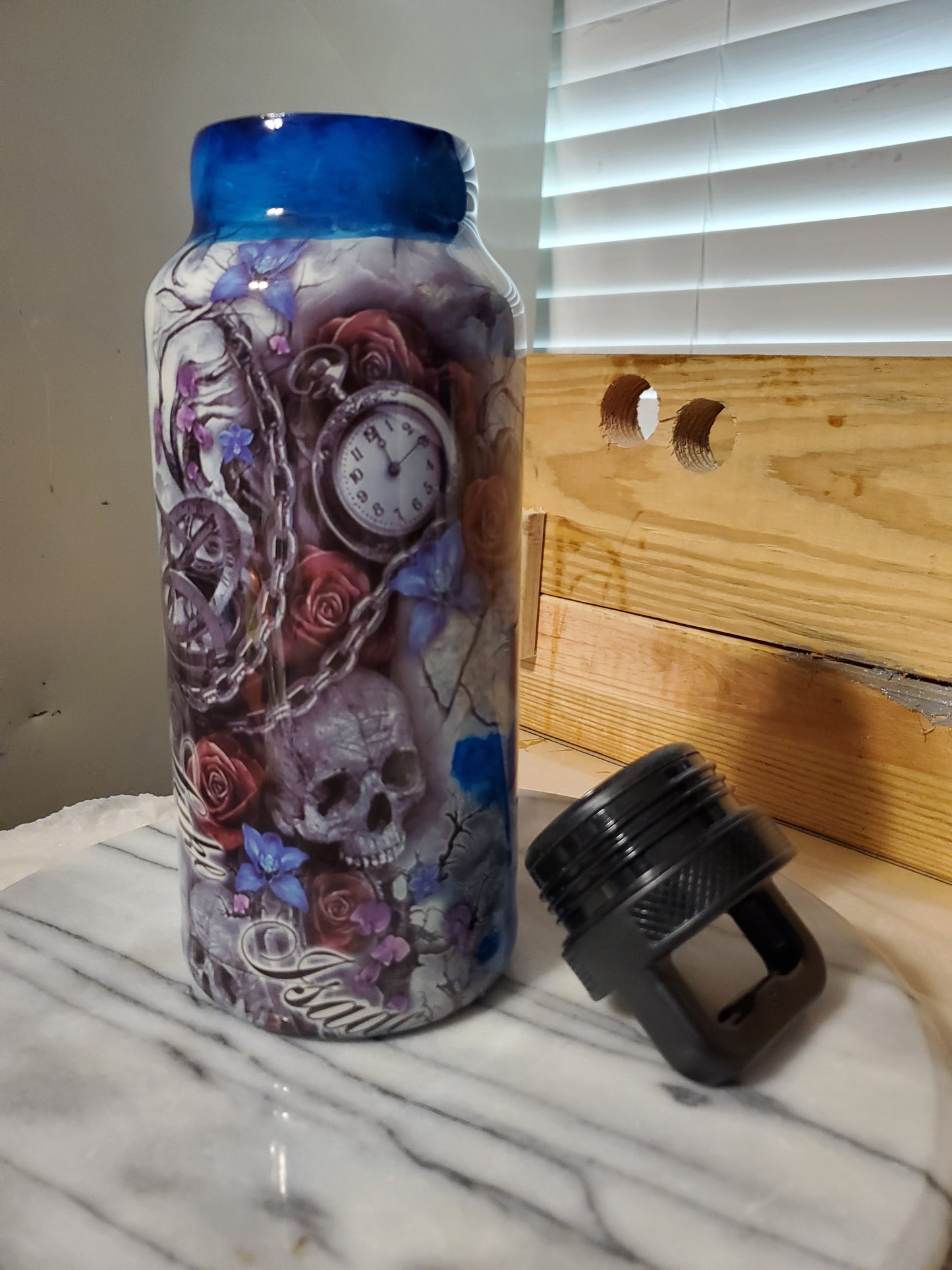 36 oz Skelton and chain water bottle