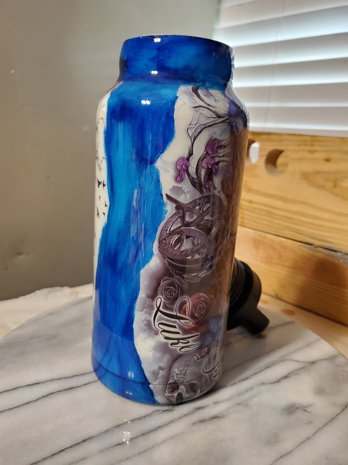36 oz Skelton and chain water bottle
