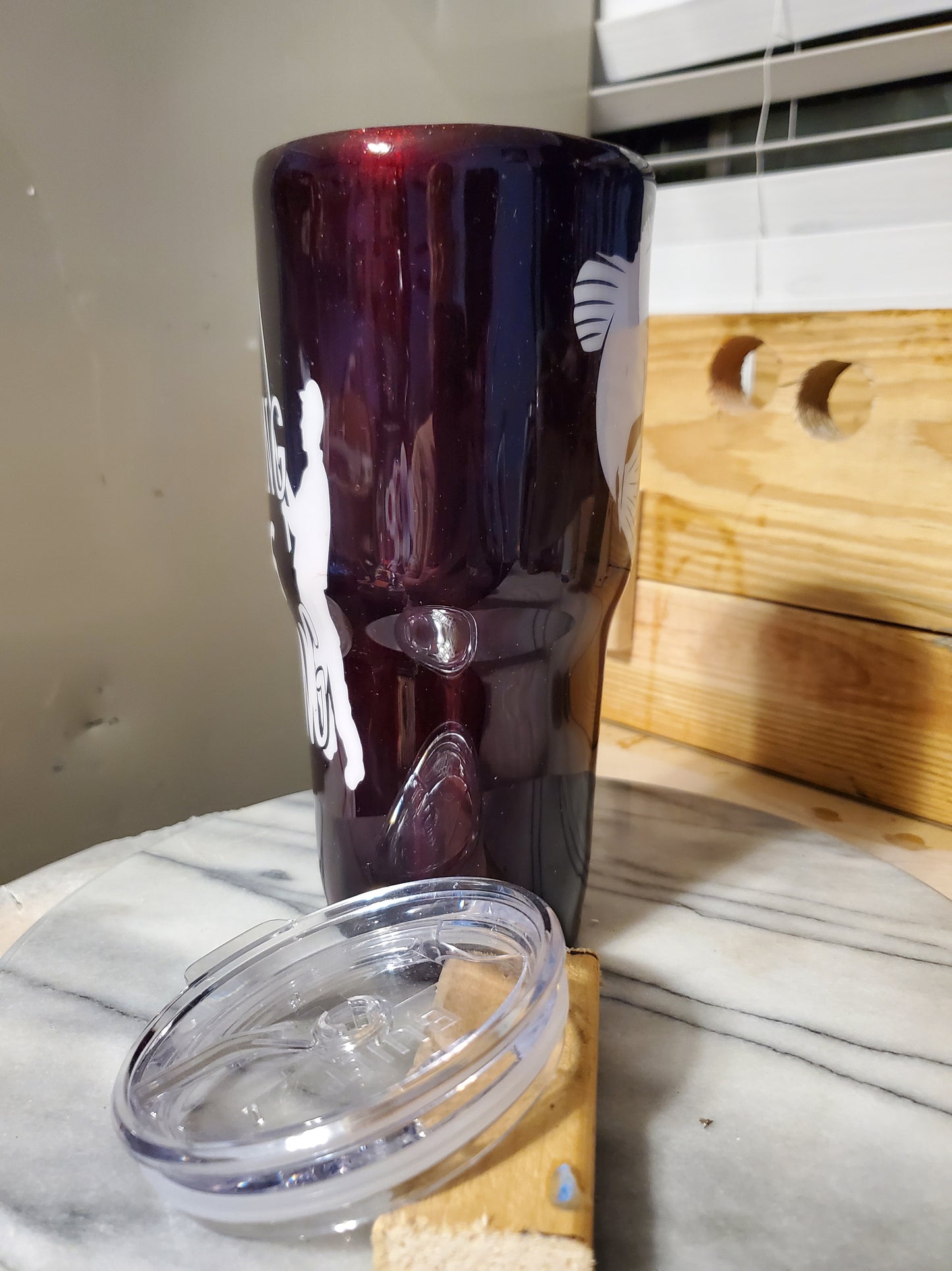 30 0z Wishing I was fishing Double walled insulated Stainless steel tumbler cup