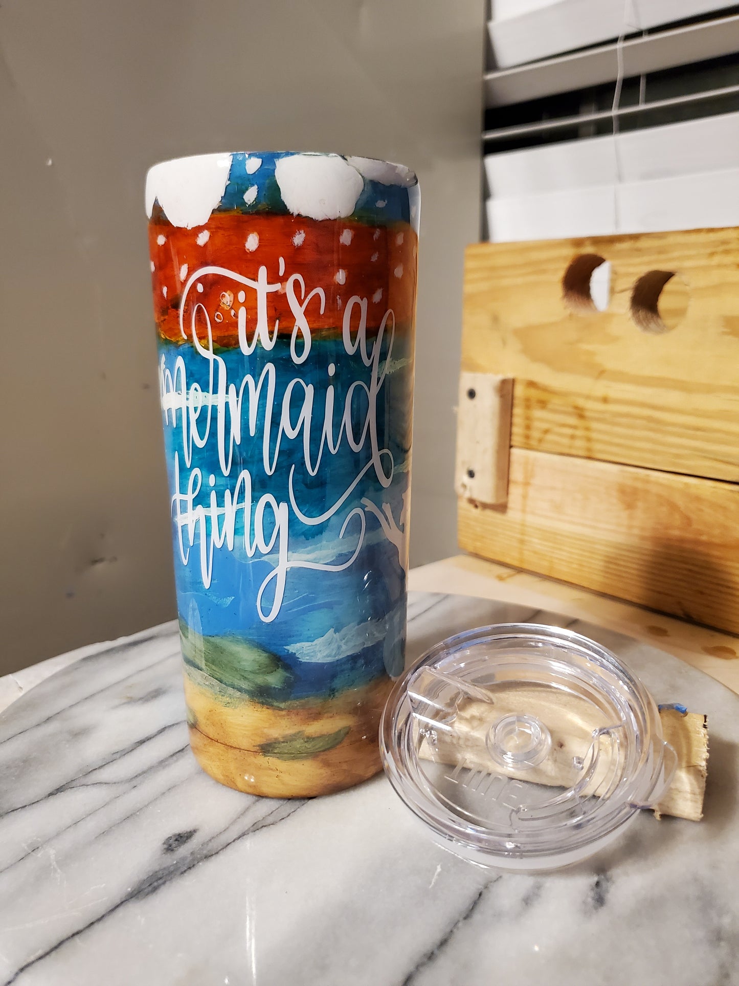 20 oz It's a mermaid thing Double walled insulated Stainless steel tumbler cup