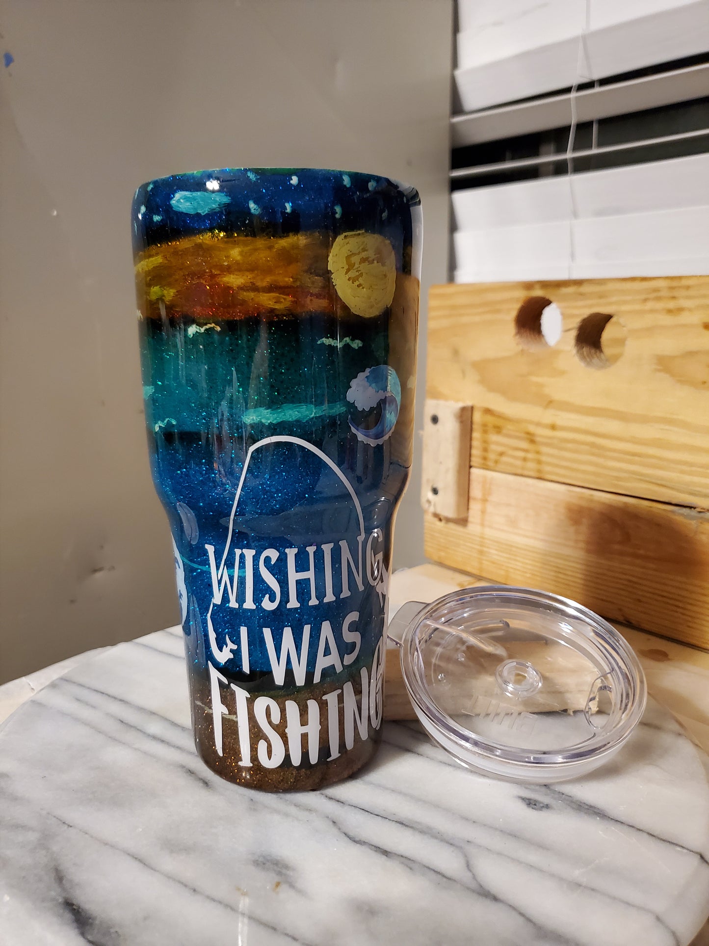 Wishing I was fishing 30 0z Double walled Stainless steel tumbler cup