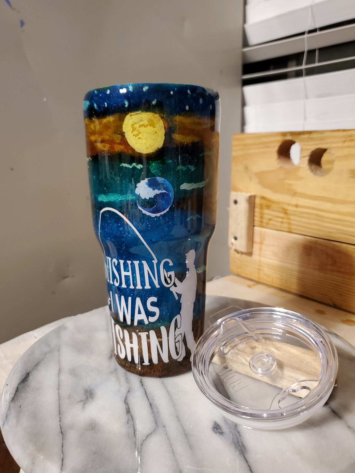 Wishing I was fishing 30 0z Double walled Stainless steel tumbler cup