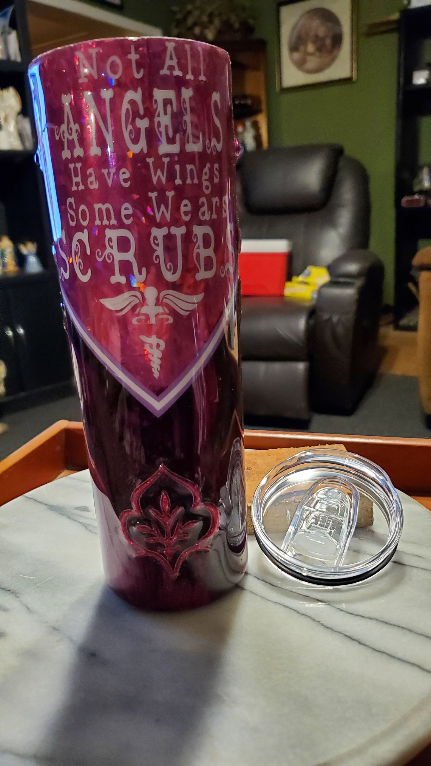 30 oz Not only angels wears wings stainless steel tumbler cup