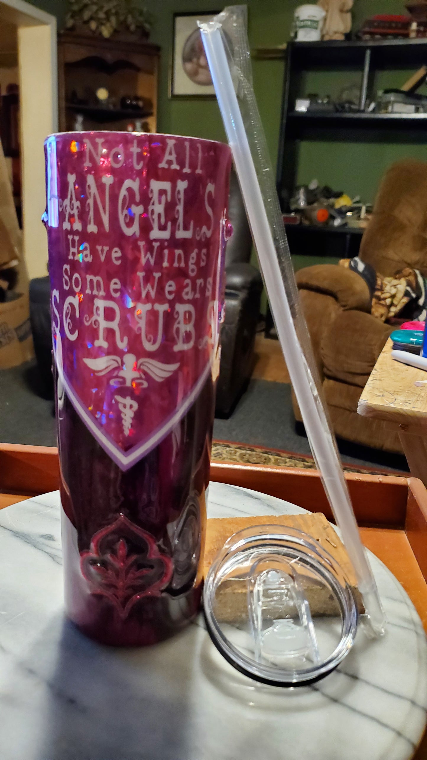 30 oz Not only angels wears wings stainless steel tumbler cup