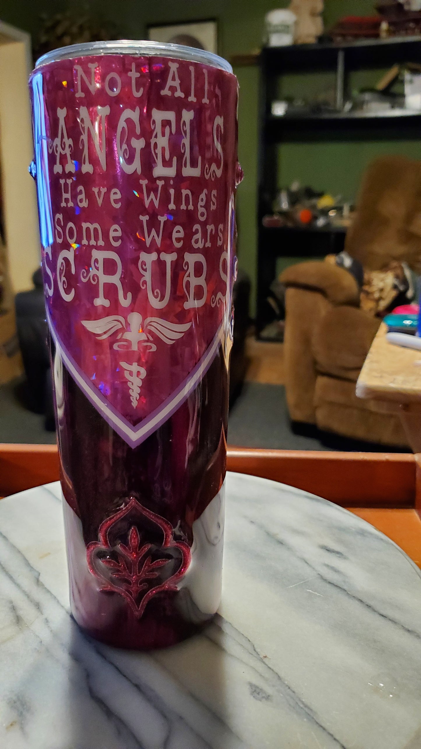 30 oz Not only angels wears wings stainless steel tumbler cup