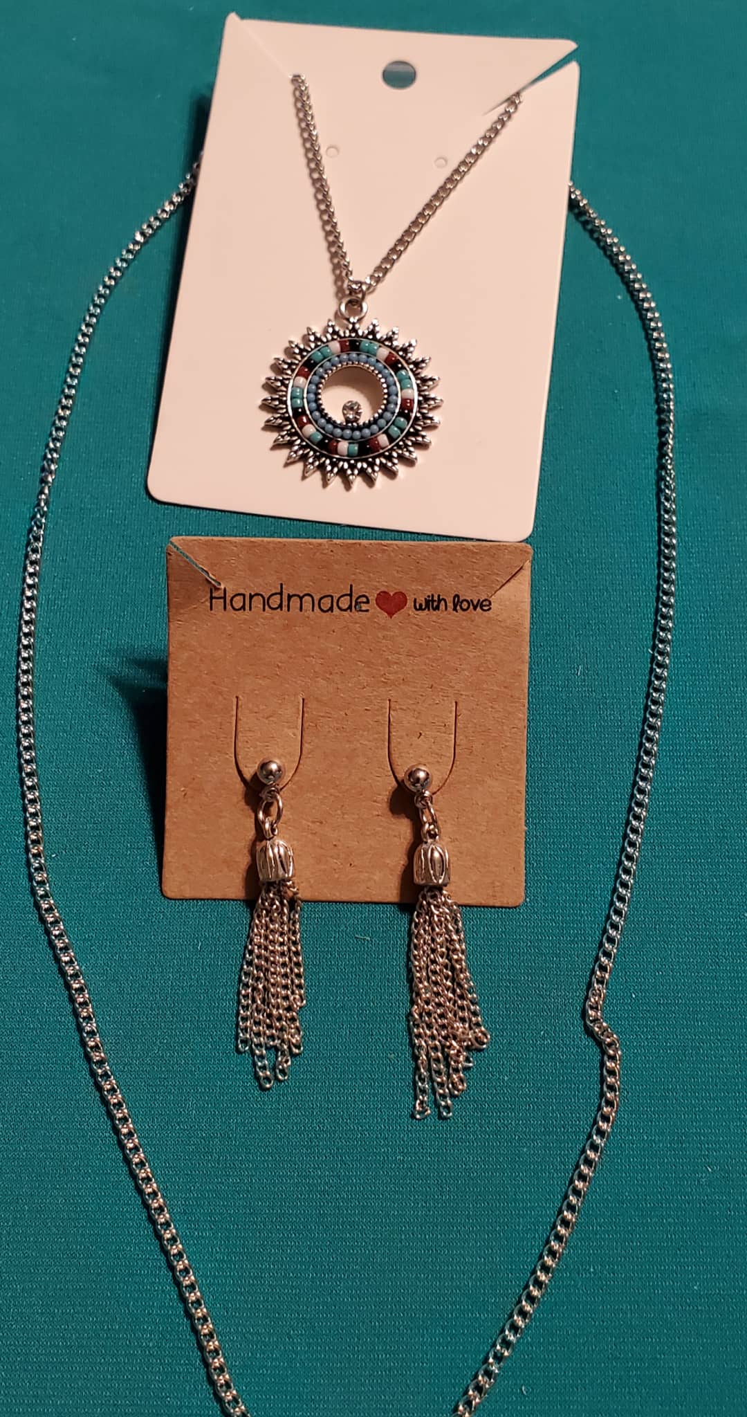 Indian beads charm stainless steel silver plated necklace