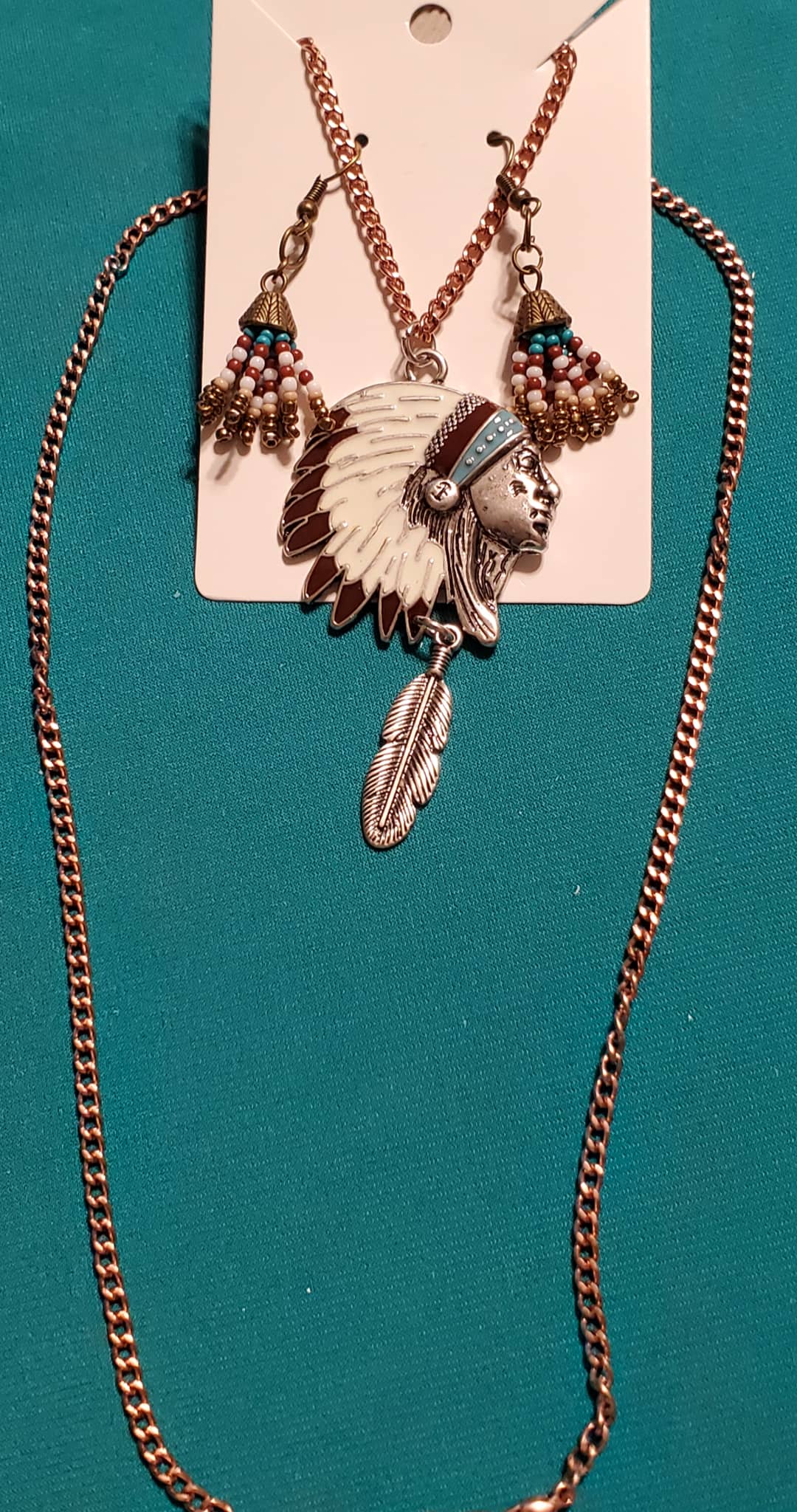 Indian head on bronze plated necklace