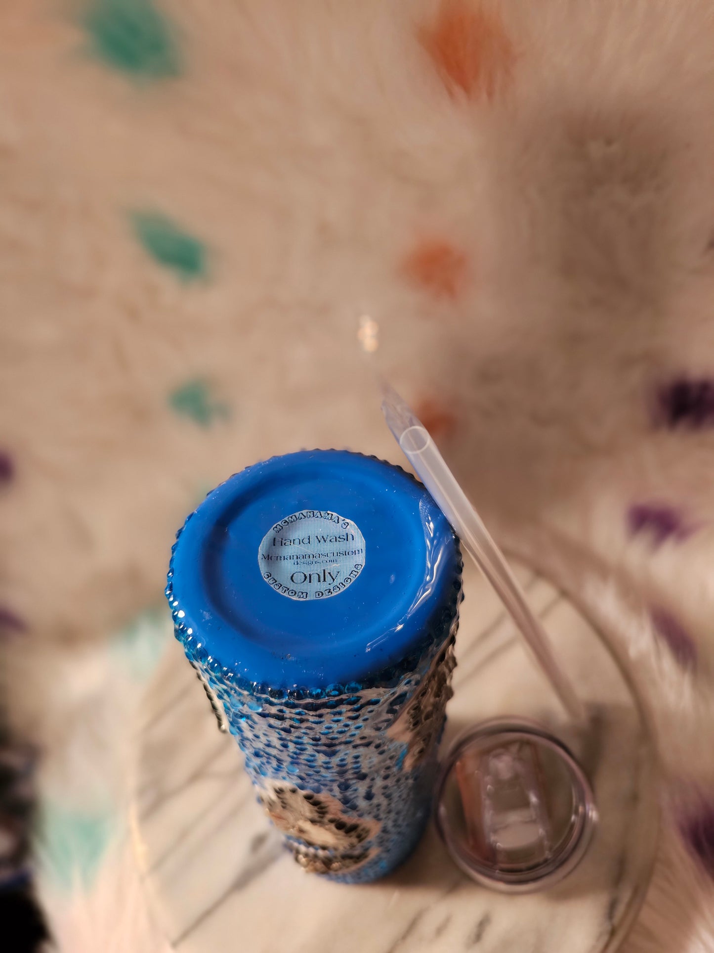 30oz Blue Beaded Cow Head Tumbler Cup