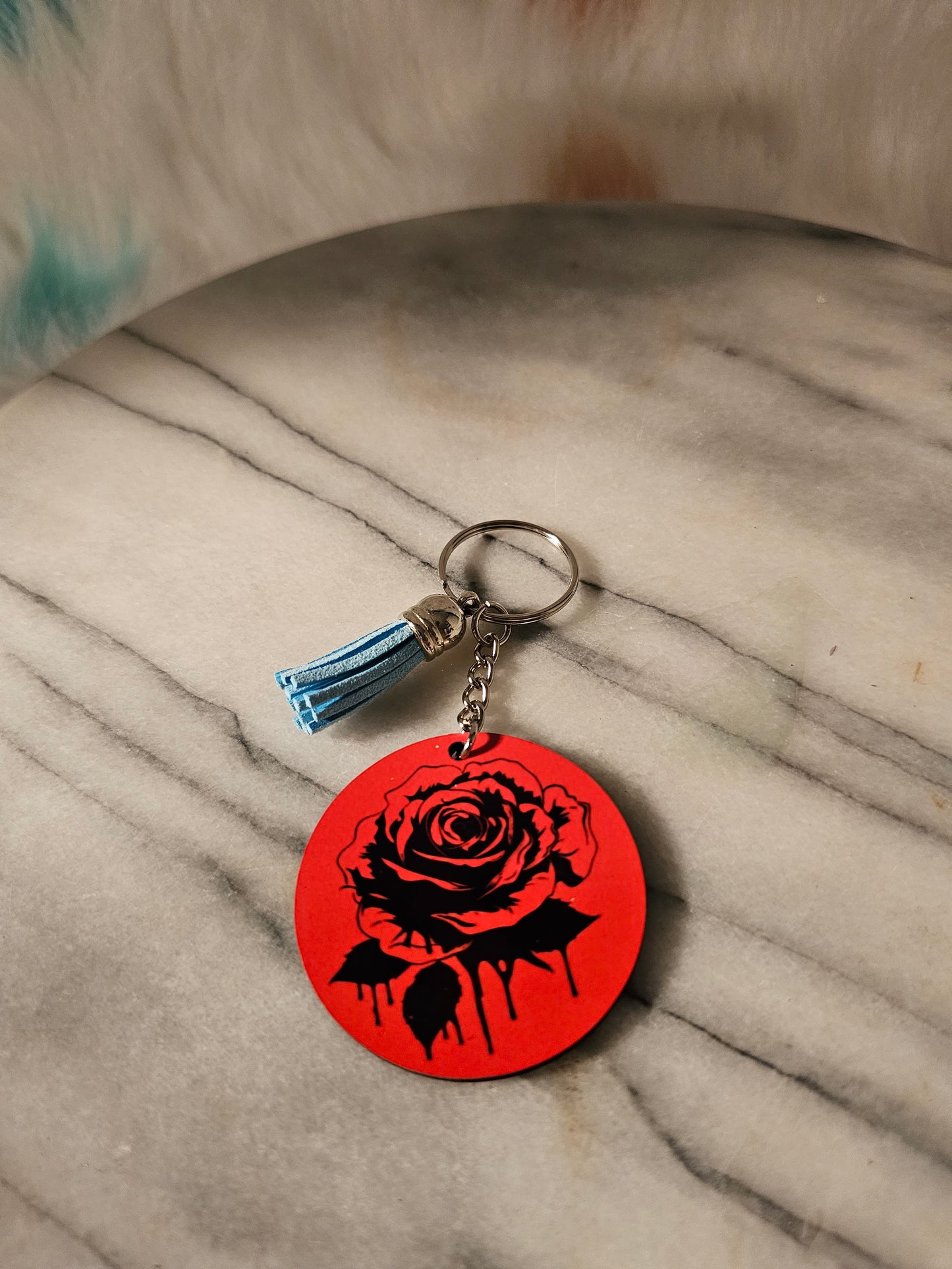 2 inch sublimation Red Rose Keychain.