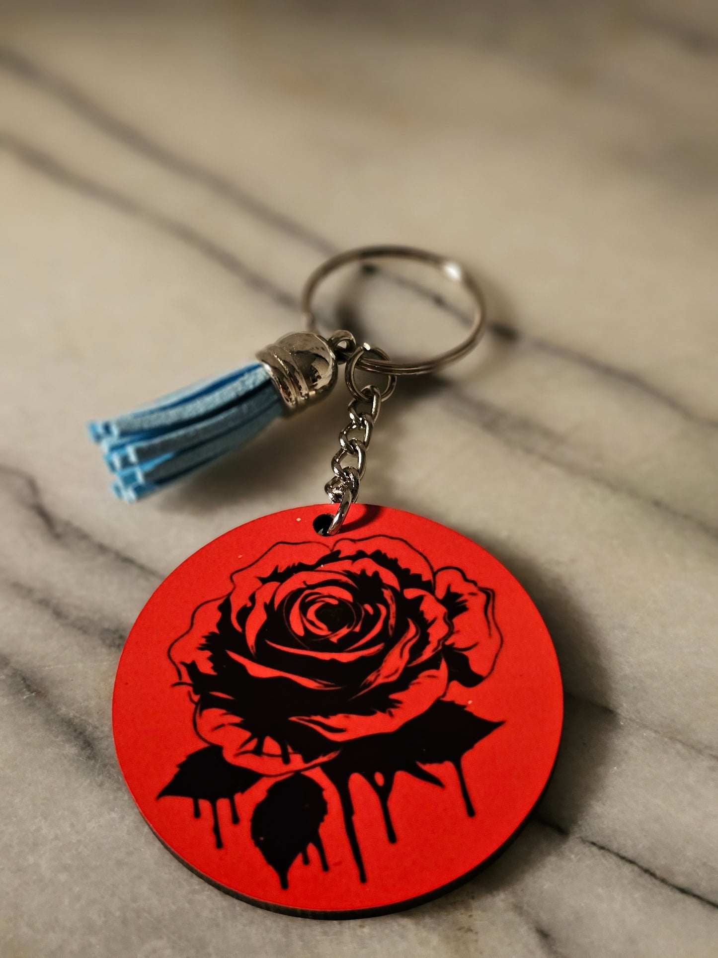 2 inch sublimation Red Rose Keychain.