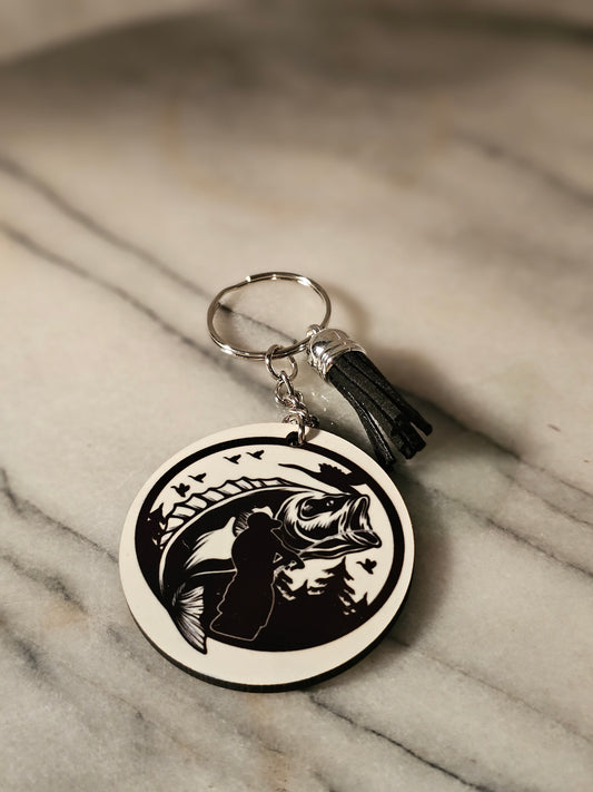 2 inch sublimation My trophy fish Keychain.