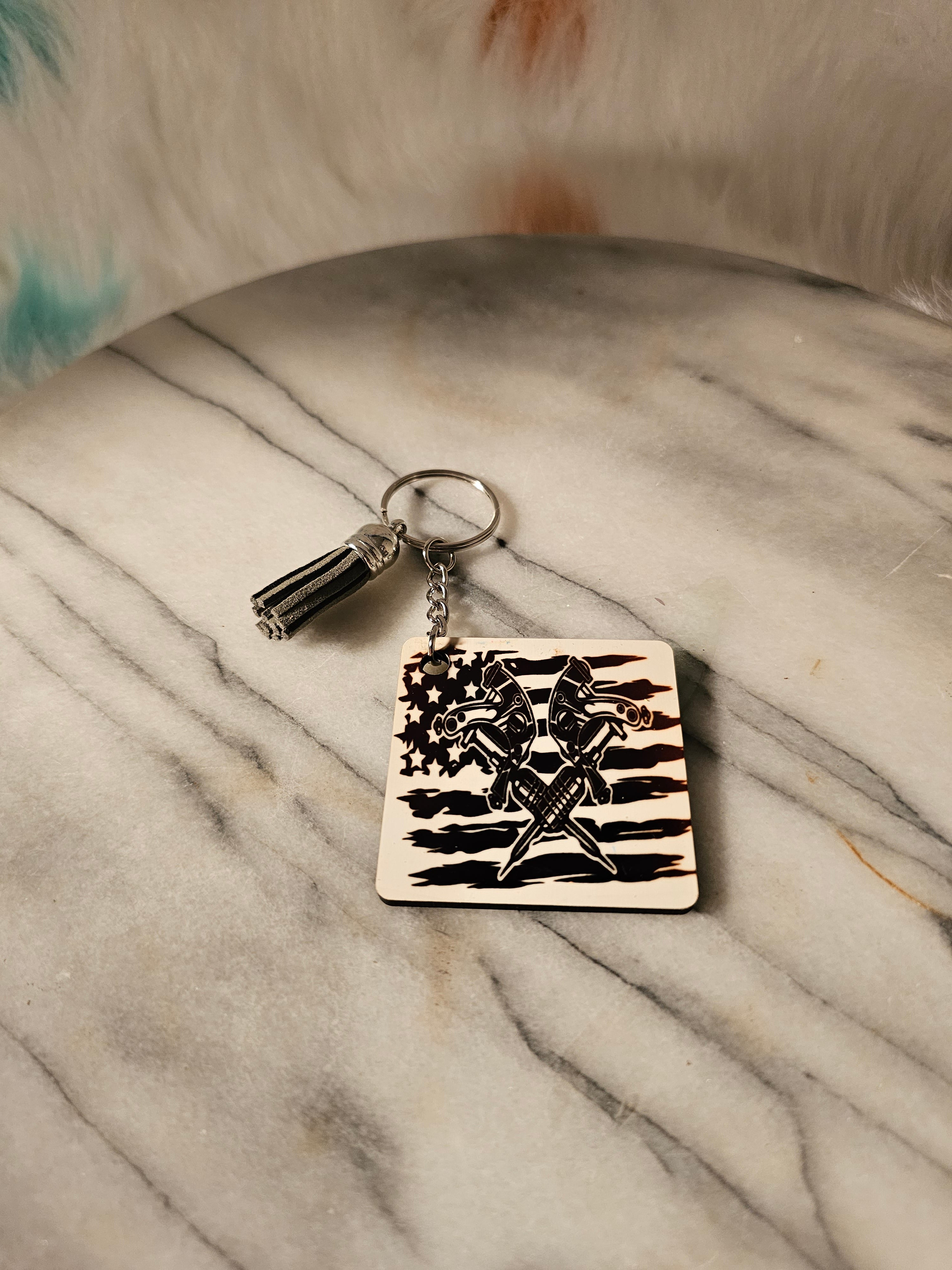 Sublimation square with flag Keychain