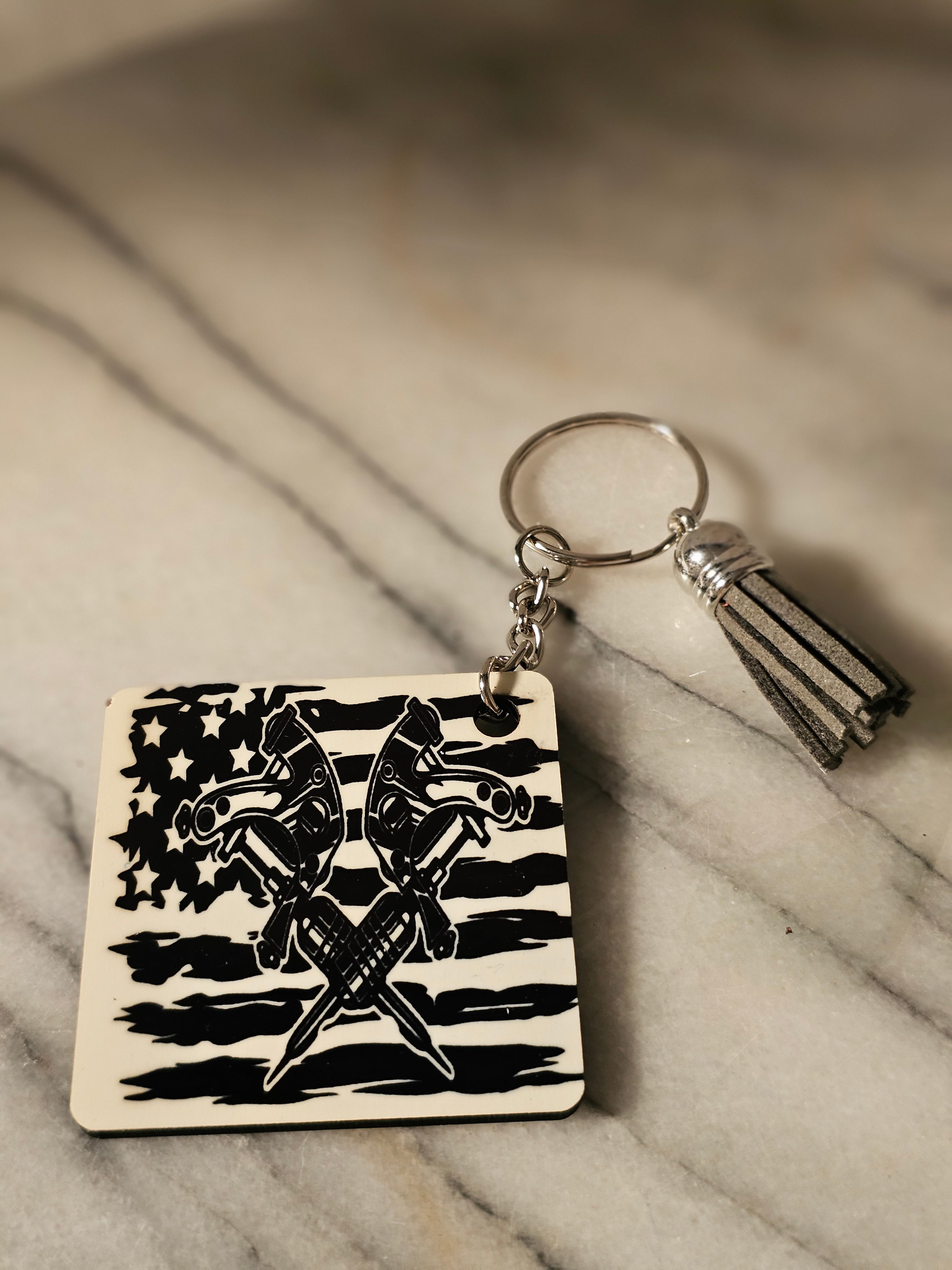 Sublimation square with flag Keychain