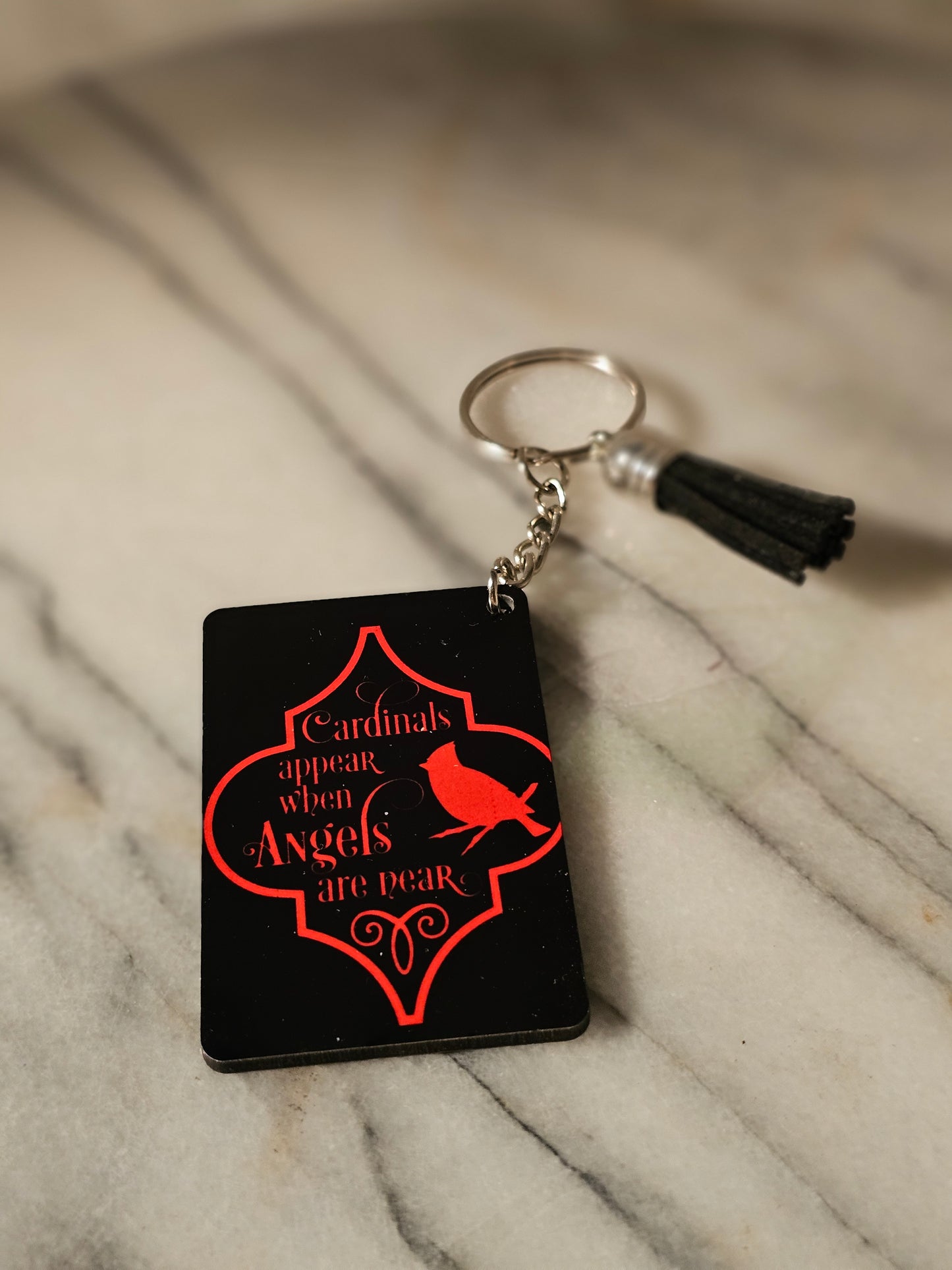Sublimation square When a cardinal appears Keychain.