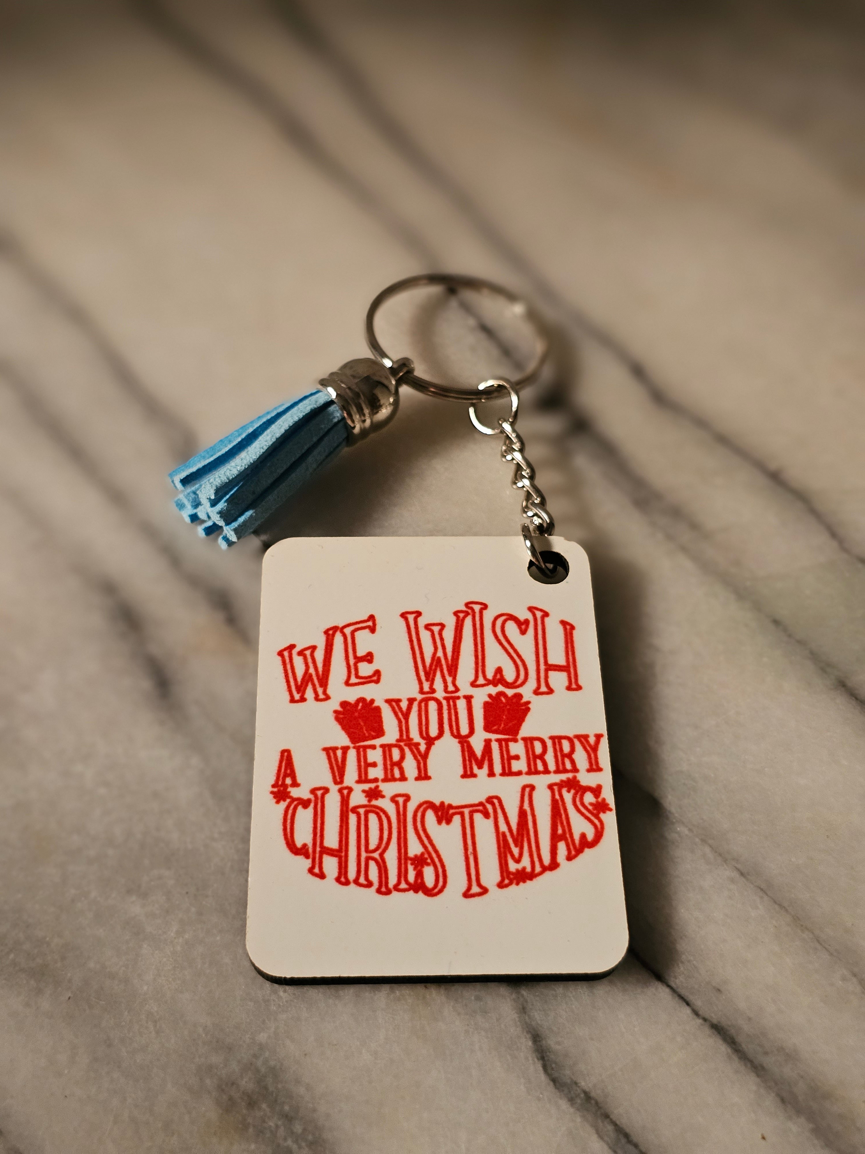 Sublimation rectangle We wish you a merry Christmas Keychain.