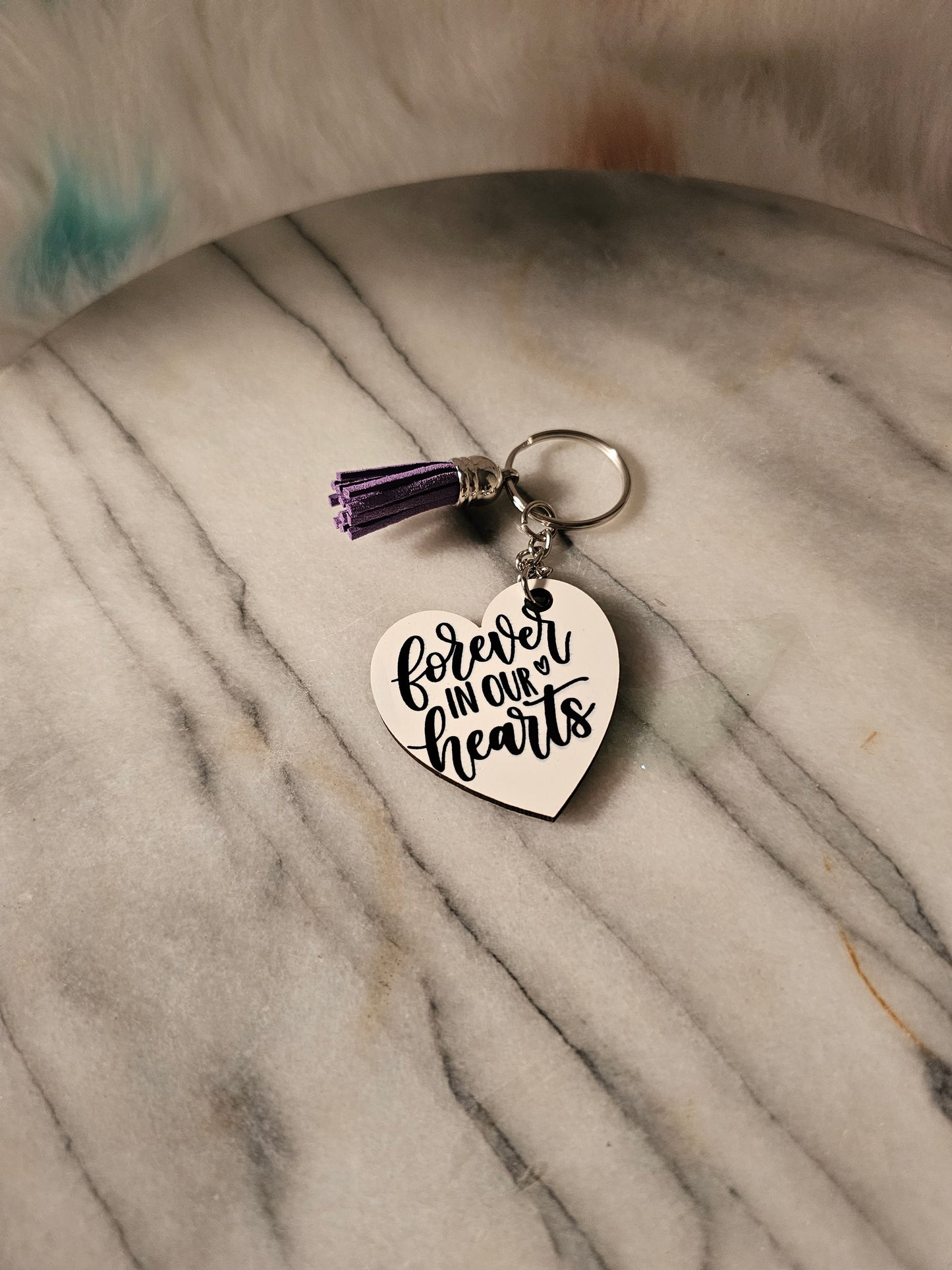 Sublimation heart shape forever in our hearts Keychains