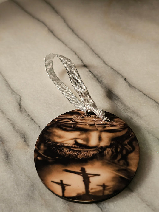 2 inch sublimation our savior Christmas oranment.