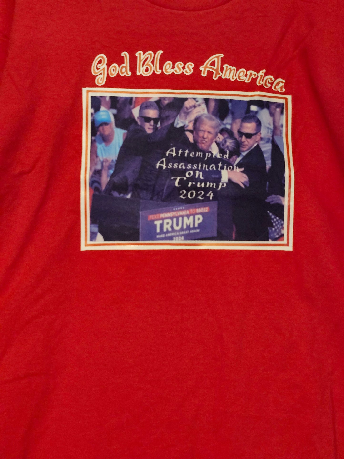 Size L 100% cotton God bless America red tshirt