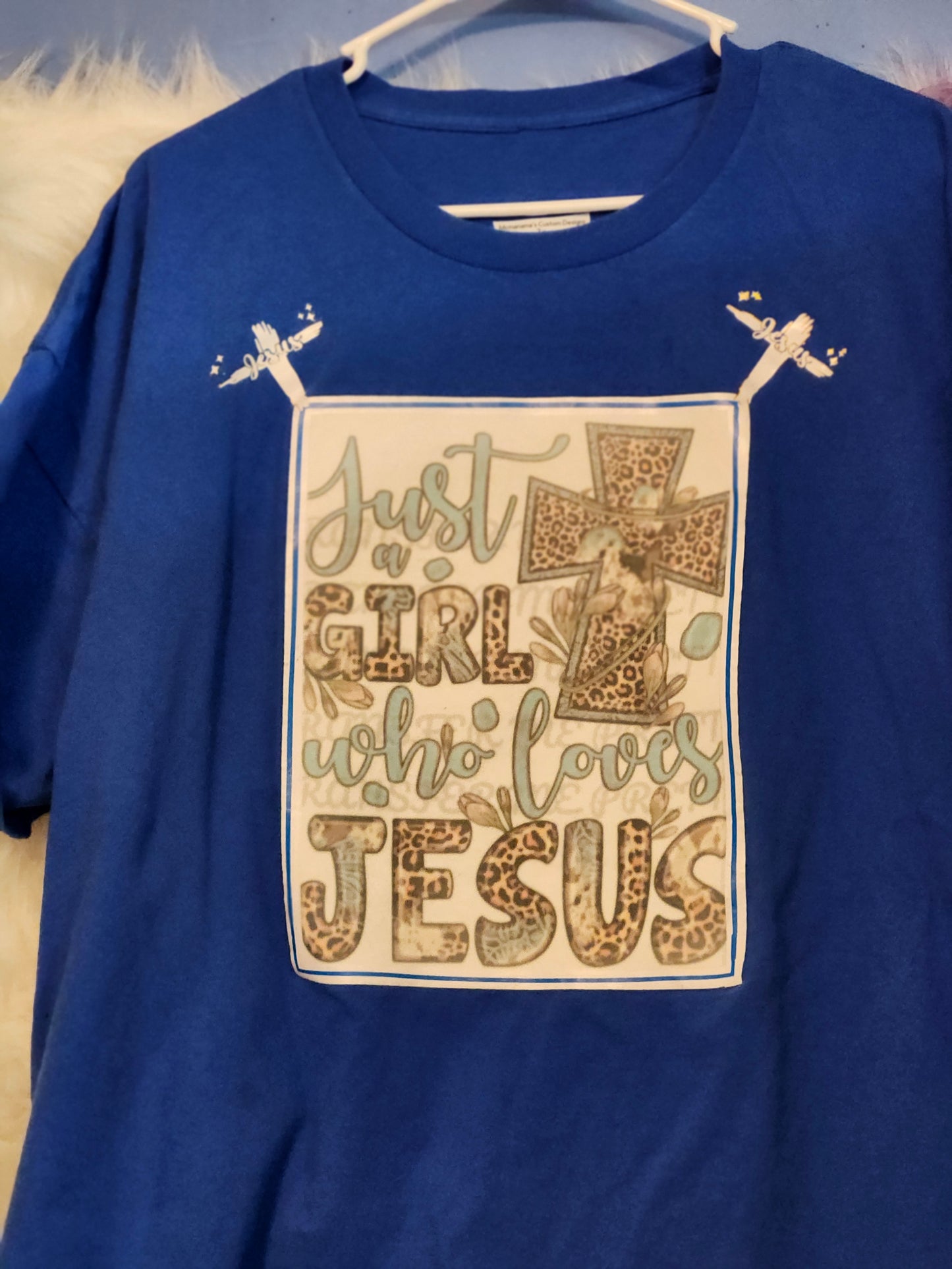 Size 3x 100% cotton Blue Just a girl who loves Jesus Tshirt