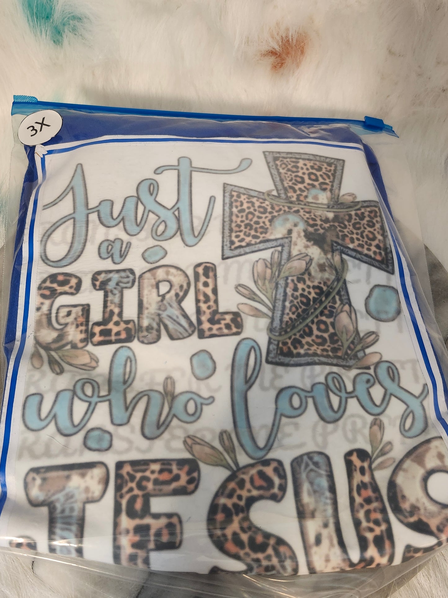 Size 3x 100% cotton Blue Just a girl who loves Jesus Tshirt