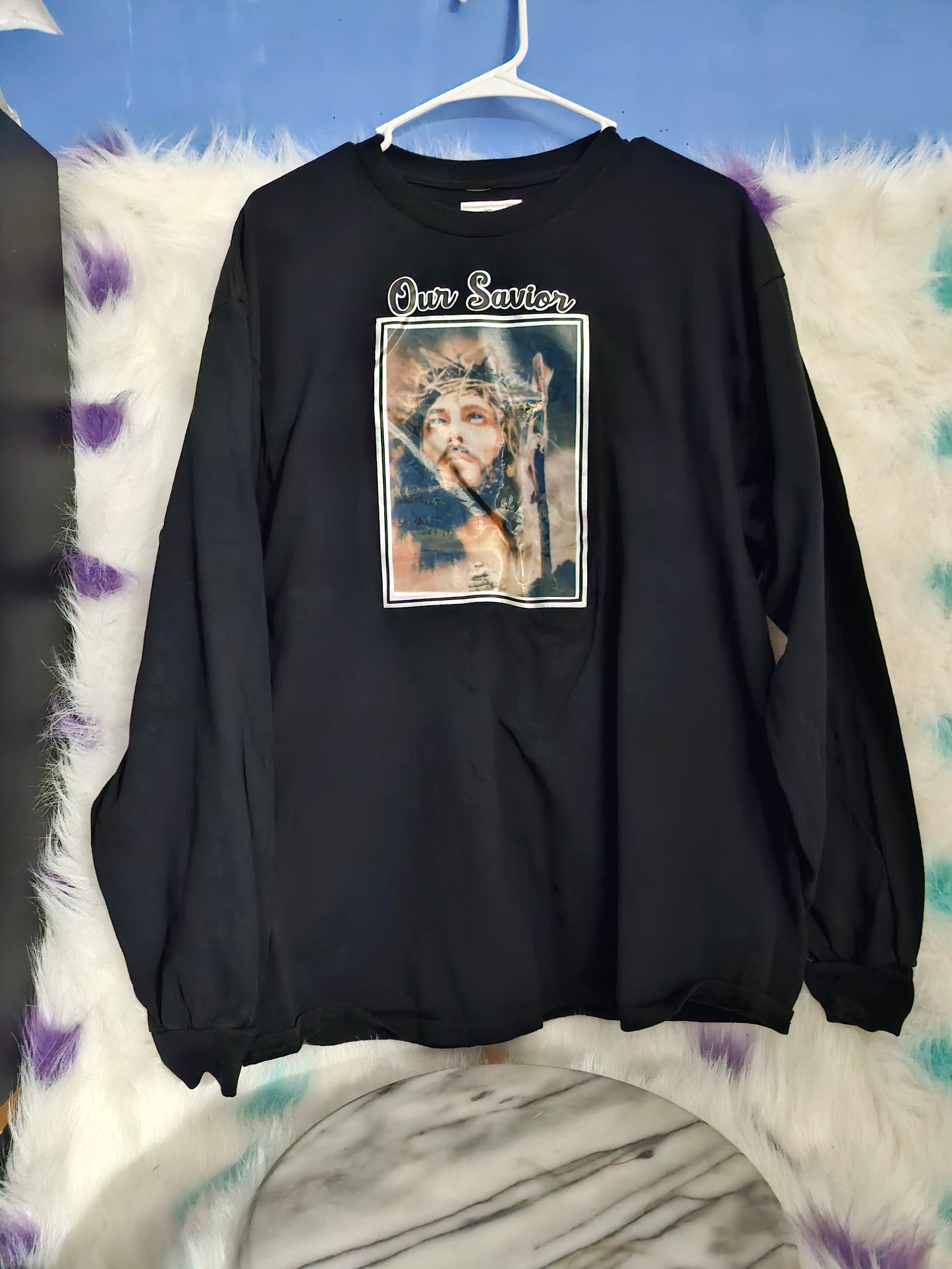Size XL 100%cotton black Our Savior Tshirt