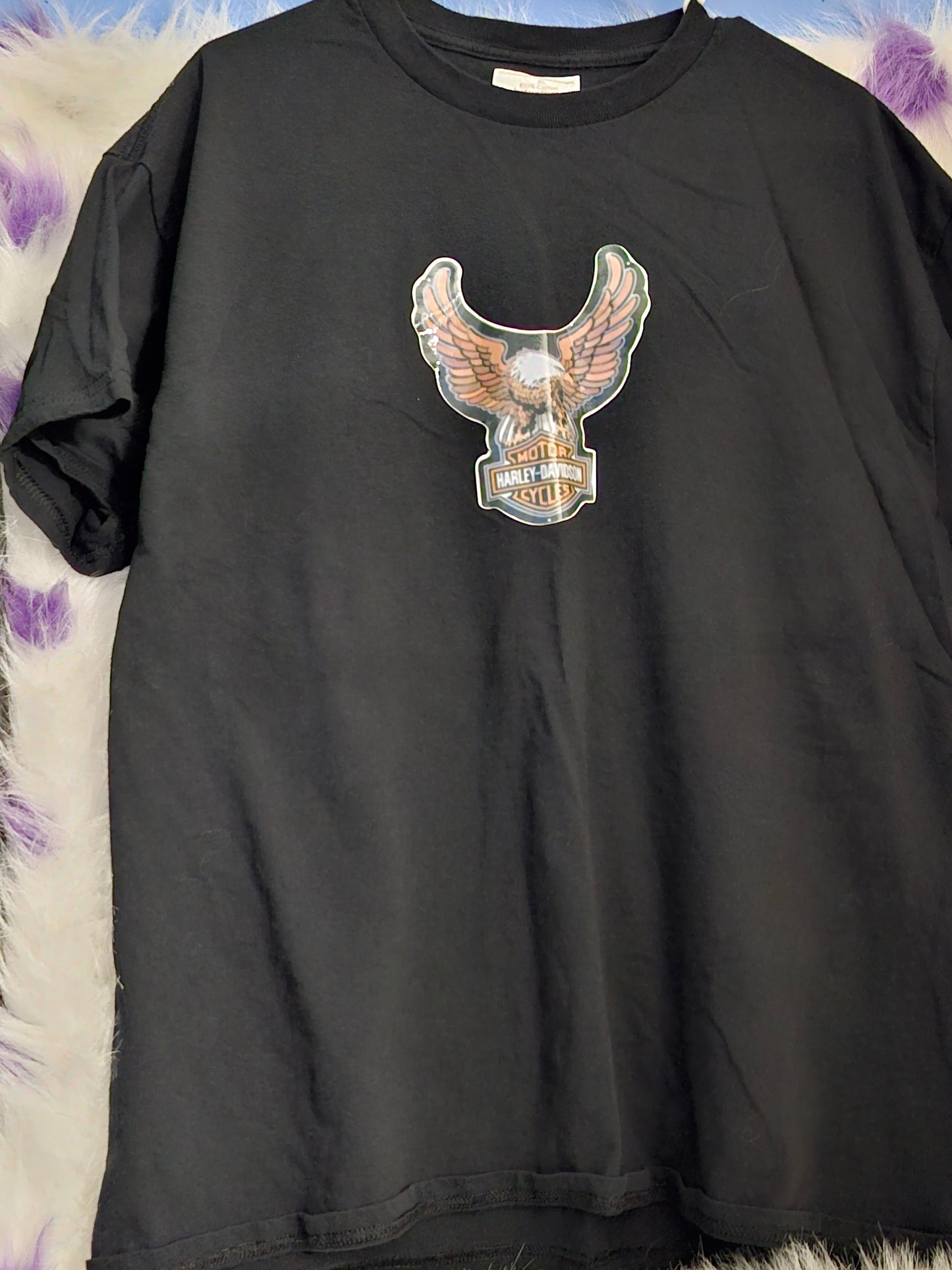 Size XL 100% cotton black Harley Davidson eagle T-Shirt