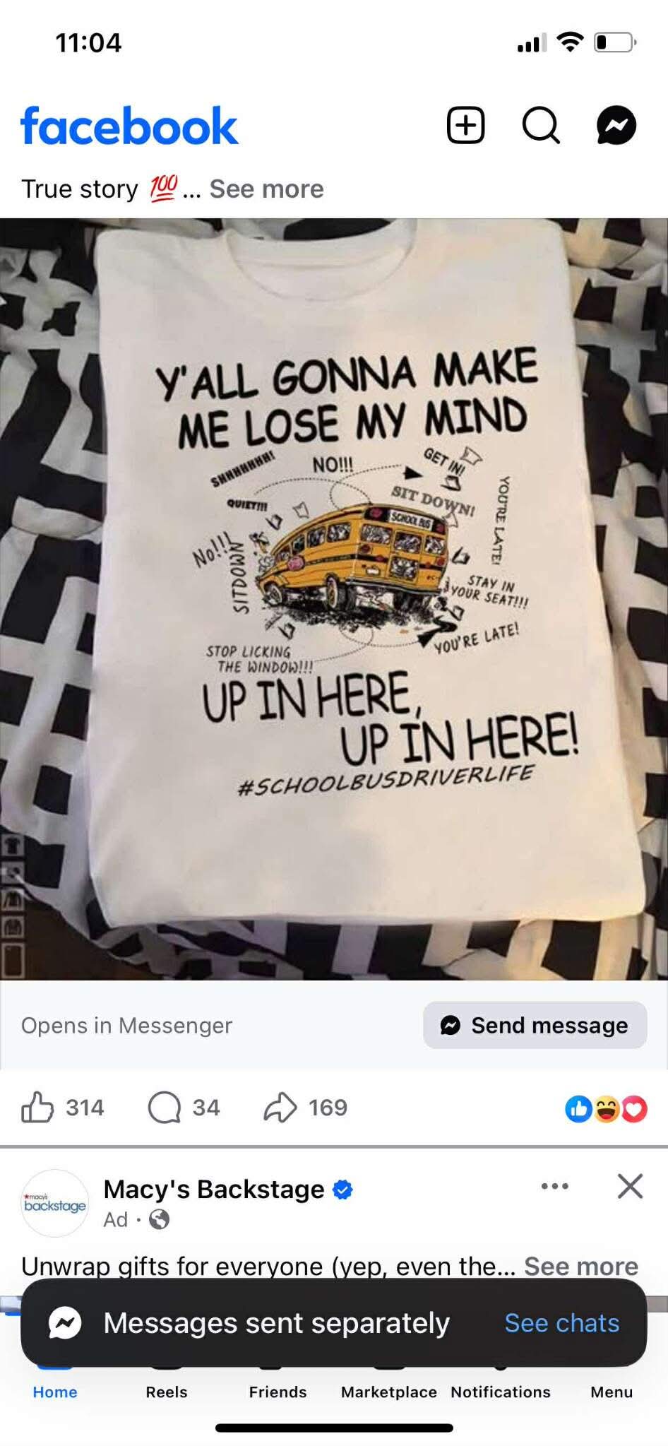Size 2x 100 %cotton white Y’all gonna make me lose my mind tshirt