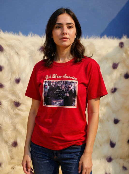 Size L 100% cotton God bless America red tshirt