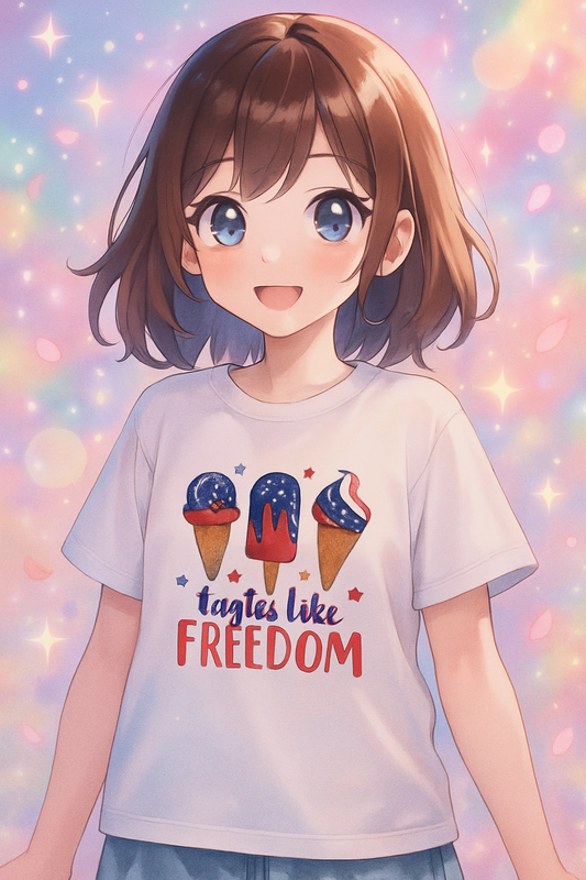 Size M youth 100% cotton white tastes like freedom Tshirt