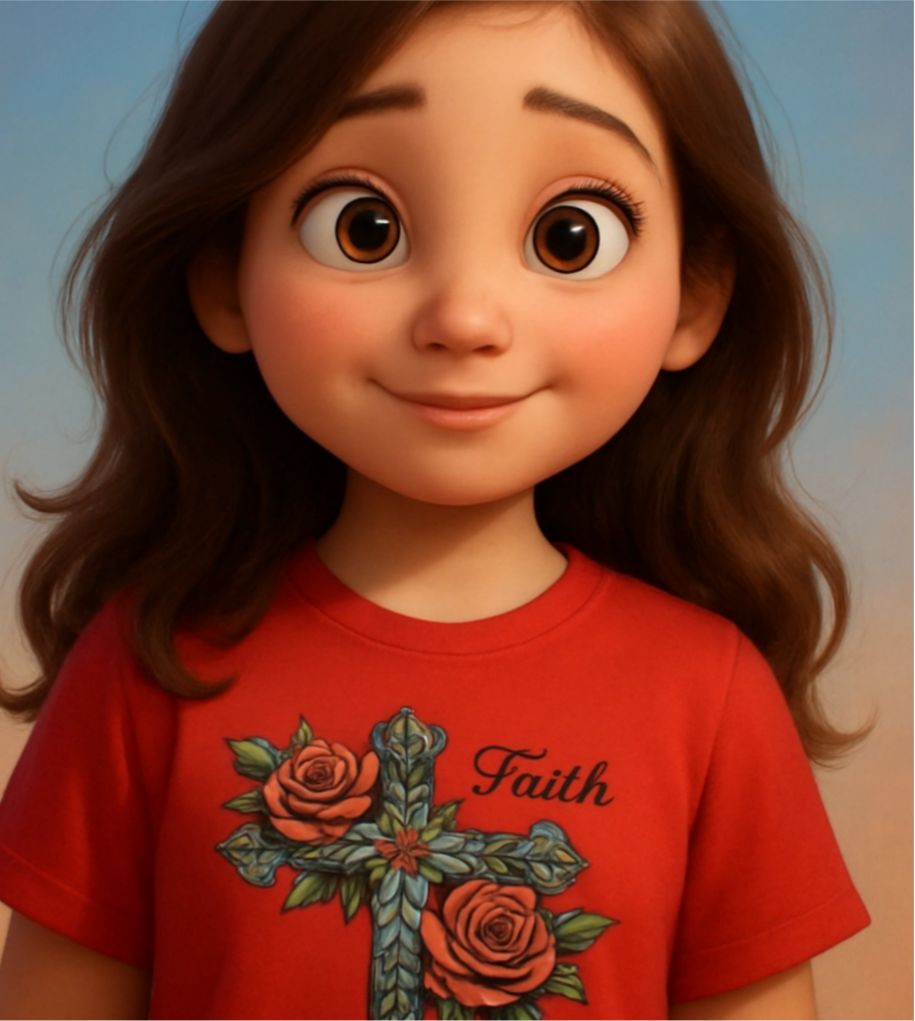 Size 3x 100% cotton Red shirt with cross and roses