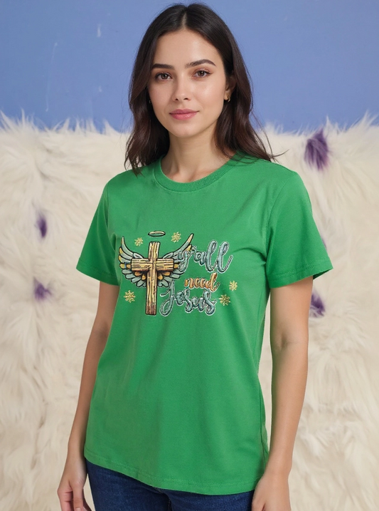 Size S 100% cotton Green Y'all need Jesus Tshirt