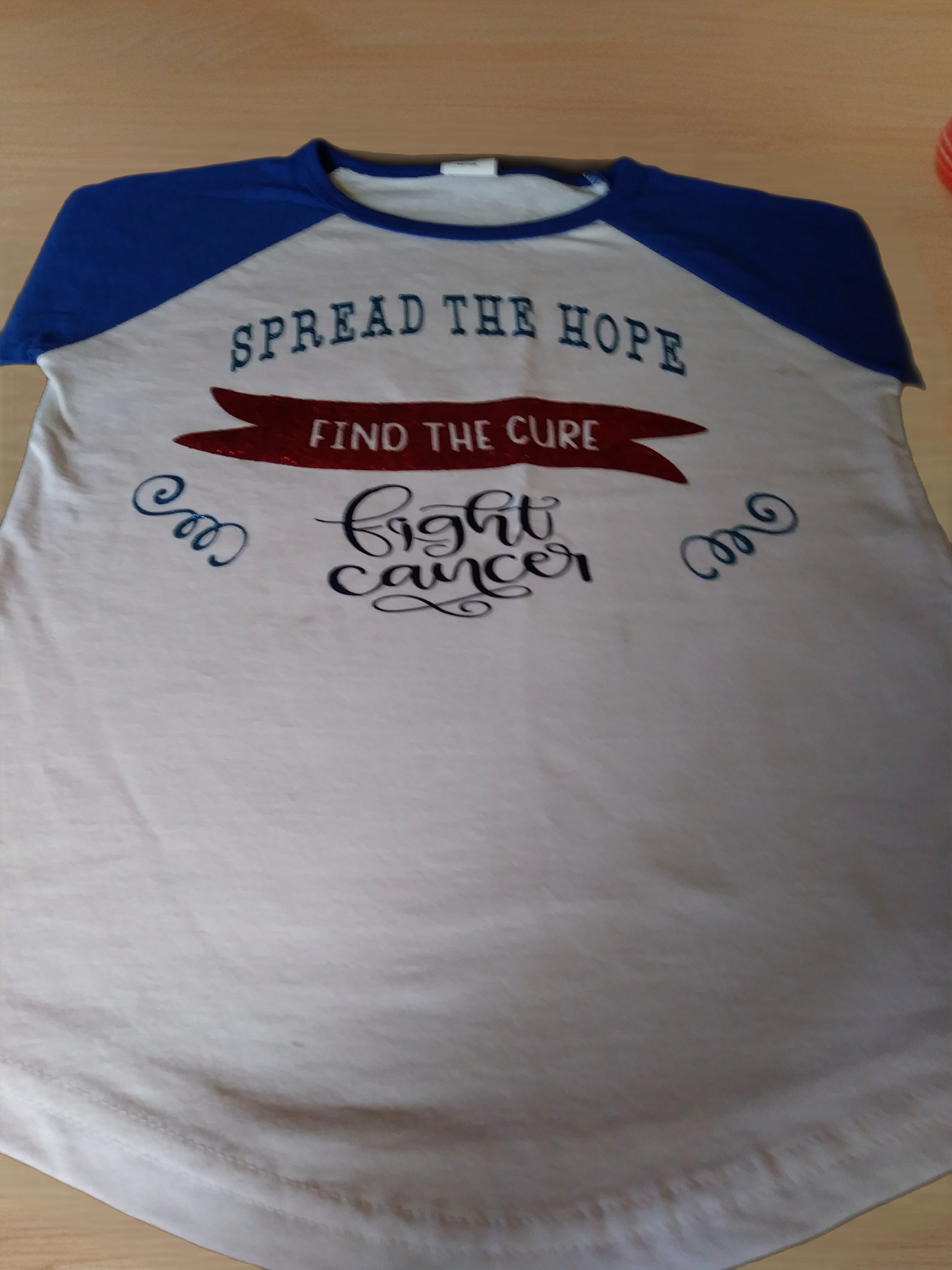 Size 4T 100% cotton White &blue Spread the Hope fight cancer Tshirt