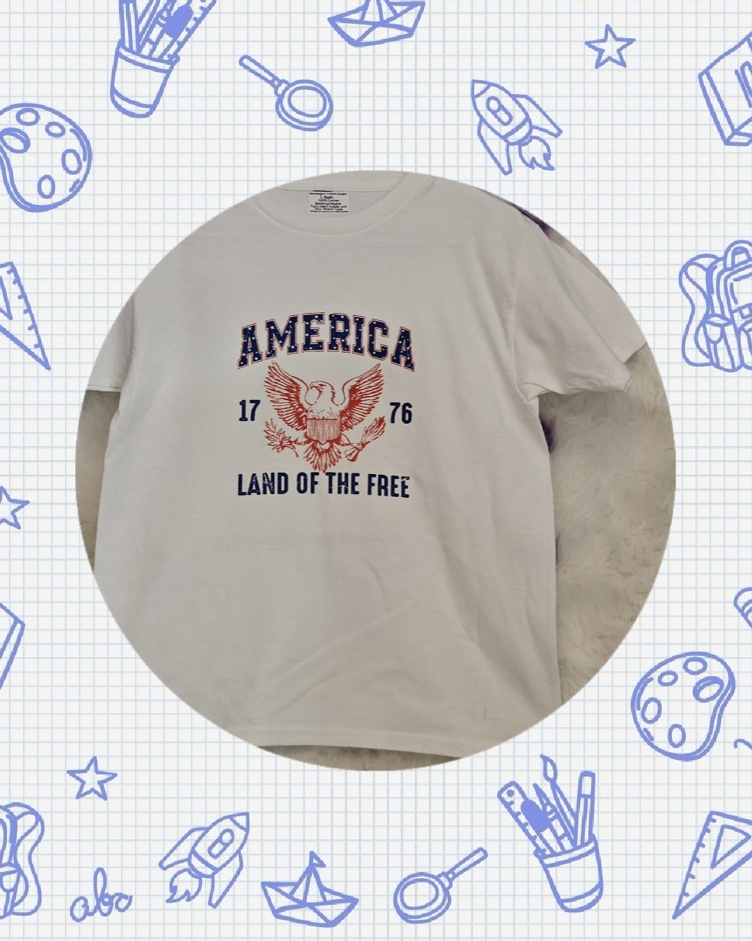 Size L youth 100% cotton America land of the free Tshirt