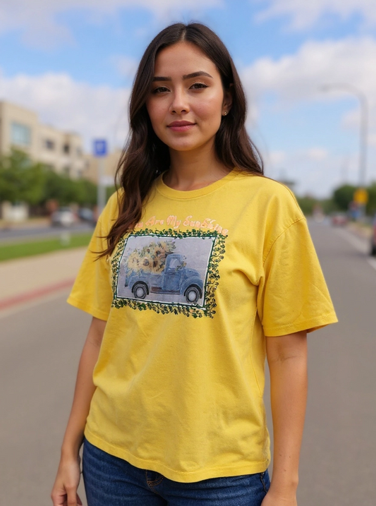 3X 100% yellow cotton You are my sunshine tshirt