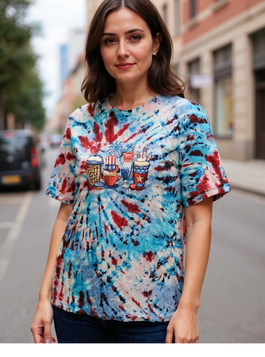Size XL 100% cotton tye dye celebration of July 4th Tshirt