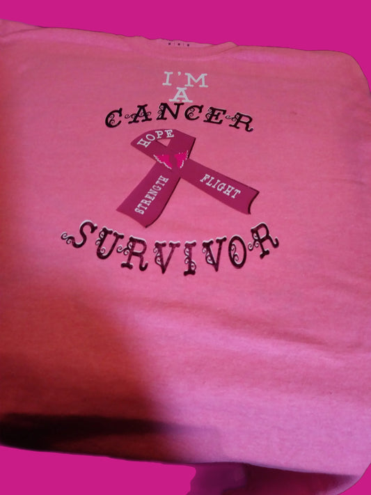 Size M 50% cotton 50% polyester Pink 'm a cancer survivor shirt