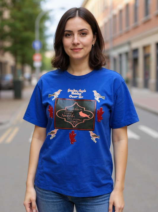 Size 2x 100% cotton Cardinal appears when Angels are near blue Tshirt.