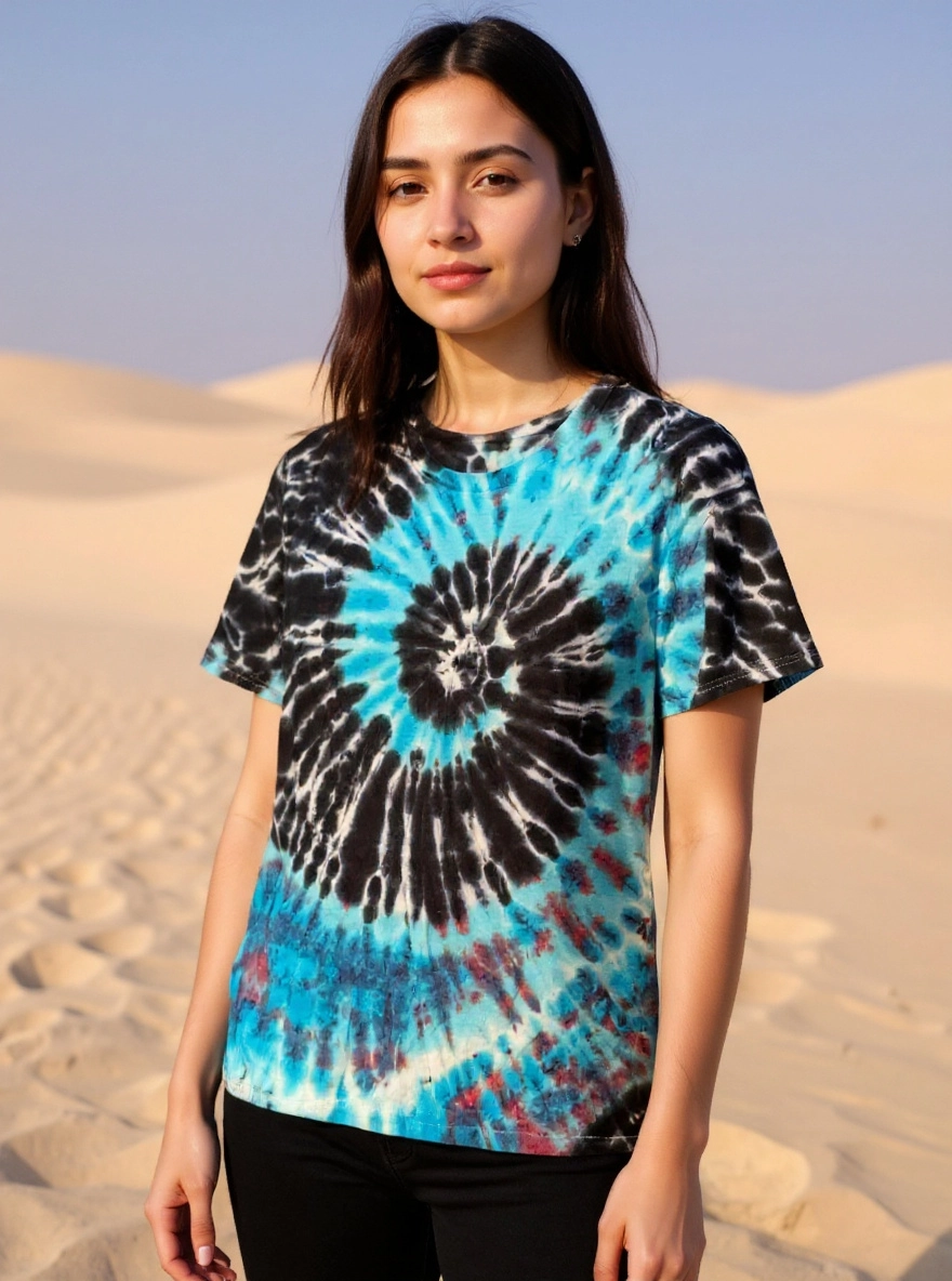 Size L 100% cotton blue and black tie die tshirt