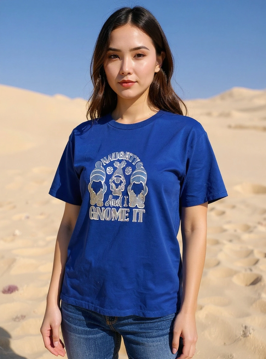 Size L 100 % cotton Naughty and I Gnome it blue T Shirt