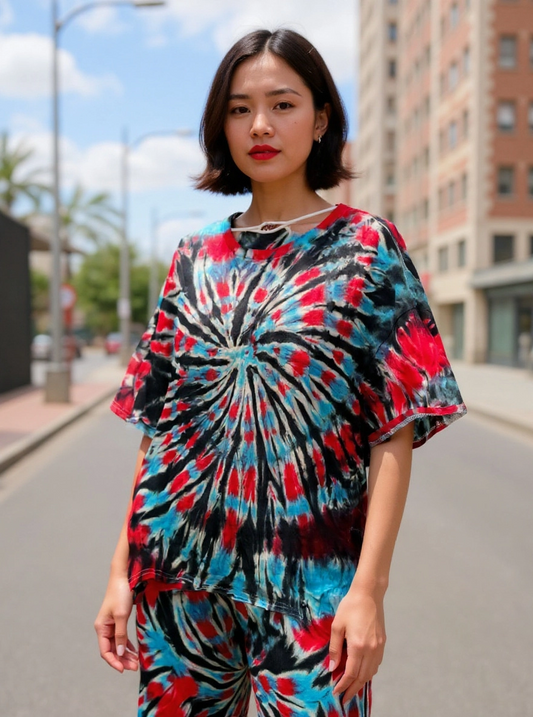 Size 3x 100% cotton red, black,white and light blue tie dye Tshirt