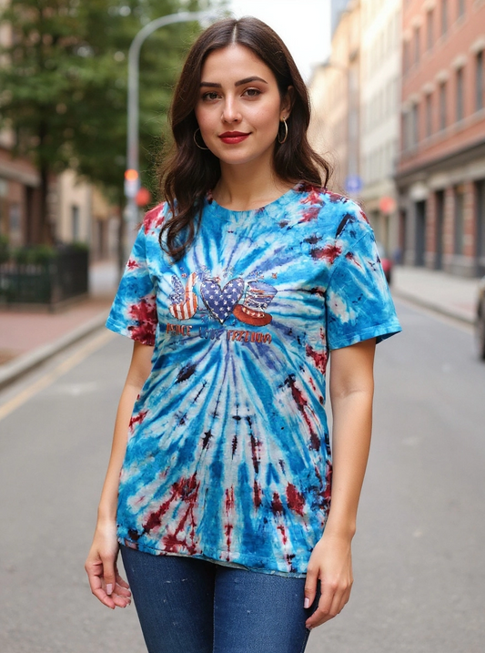 Size L 100% cotton tye dye Peace,Love and freedom Tshirt