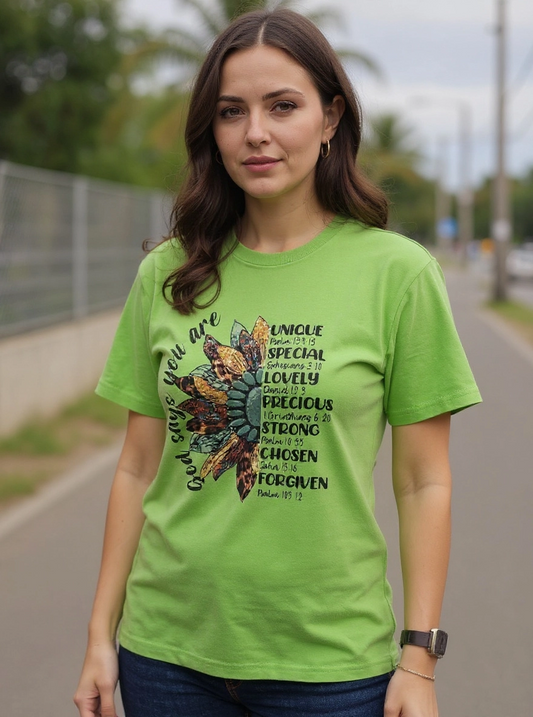 Size XL 100% cotton light green Unique Special Tshirt