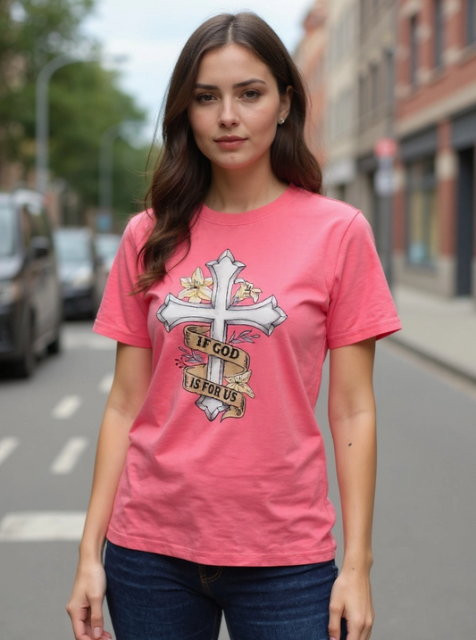 Size L 100%cotton Pink cross with sunflowers Tshirt