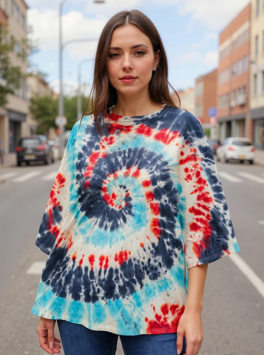 Size 4x 100%cotton red,white and blue tie dye Tshirt