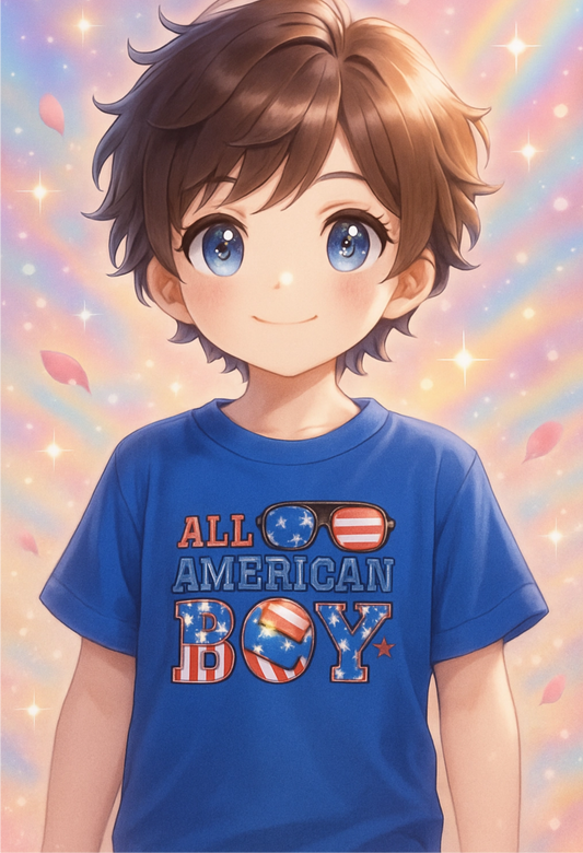 Size M youth 100% cotton Blue All America boy Tshirt