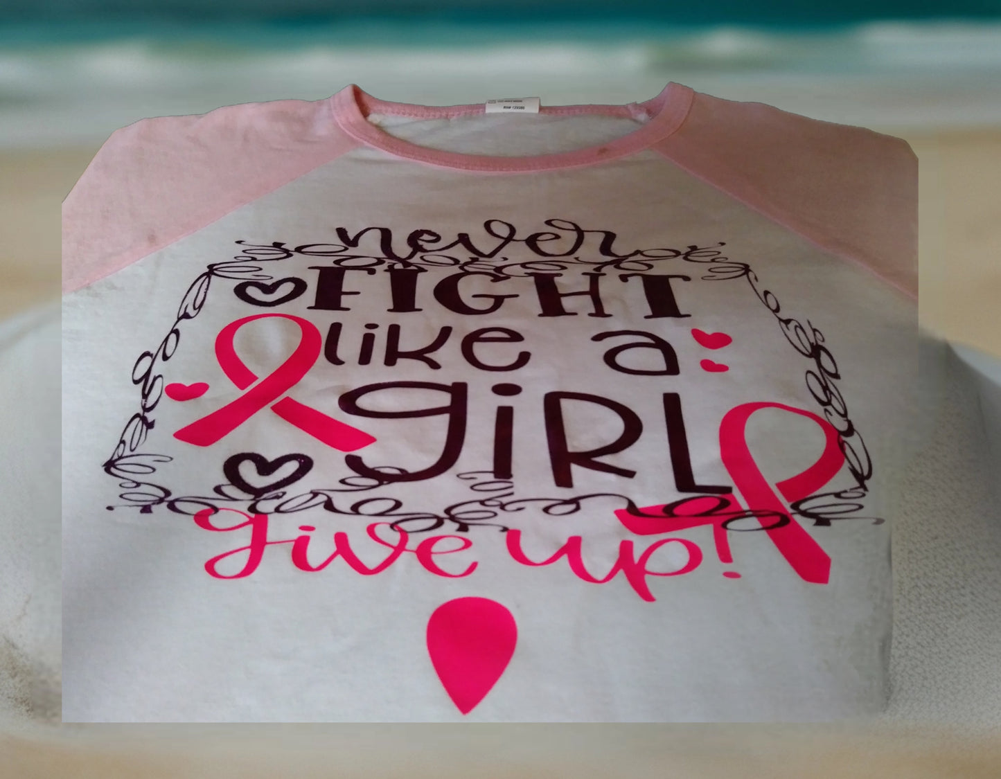 Size 4T 100% cotton White &Pink Flight like a girl cancer free shirt