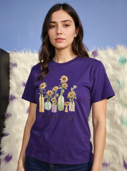 Size L 100%cotton Purple Today I chase joy Tshirt
