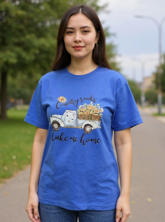 Size XL 100% cotton Country roads take me home Tshirt