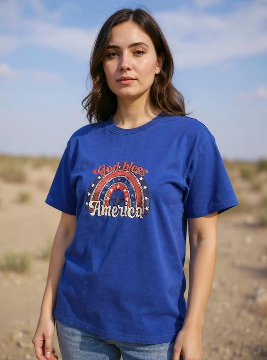 Size XL 100% cotton blue God Bless America Tshirt