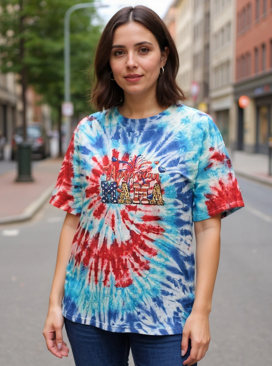 Size XL 100% cotton tye dye America Mama Tshirt